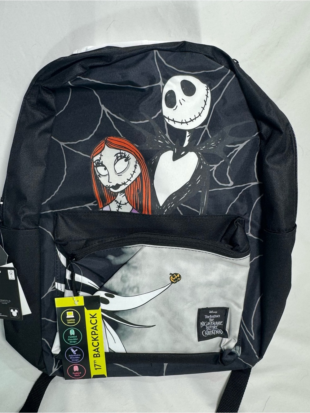 Disney The Nightmare Before Christmas Black Backpack with pop out hood.